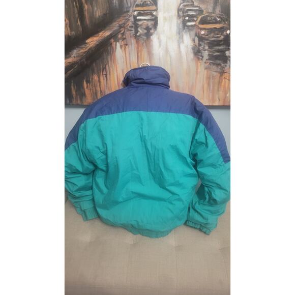 Vintage Sergio Tacchini Jacket M Teal Navy 90s Ski Puffer Made in USA - Picture 3 of 6